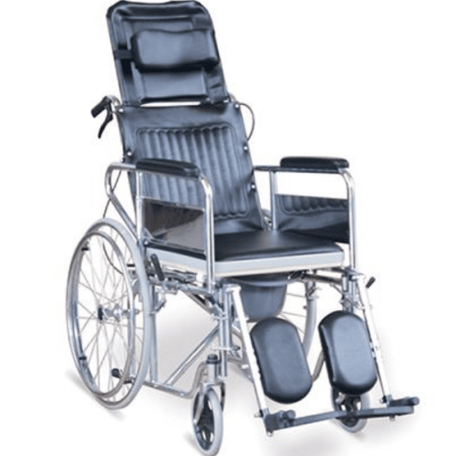 Foldable Recliner Commode Manual Wheelchair